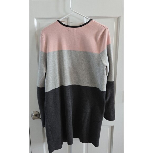 Womans Charter club color block opened sweater cartridge zip pockets sz L - Picture 2 of 8